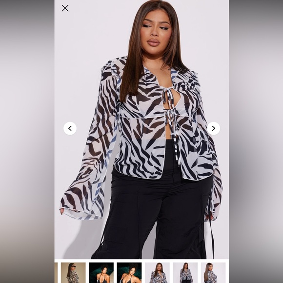 Fashion Nova Zebra Print Sheer Blouse - Picture 1 of 10